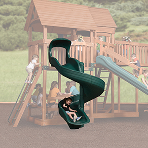 Green Open Spiral Slide for 6' High Deck Playsets