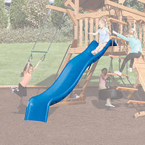 10' Blue Double Wall Wave Slide for 5' High Deck for Cedar Playsets