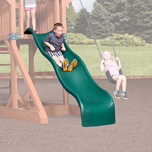 10' Green Double Wall Wave Slide for 5' High Deck for a Swing Set