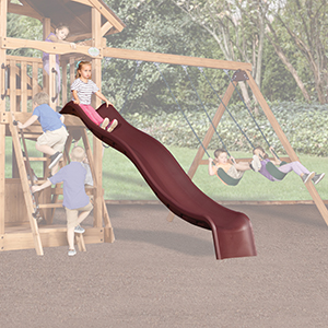 10' Maroon Double Wall Wave Slide for 5' High Deck for Wooden Playsets