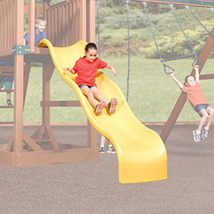 Yellow Double Wall Wave Slide for Wooden Swing Sets