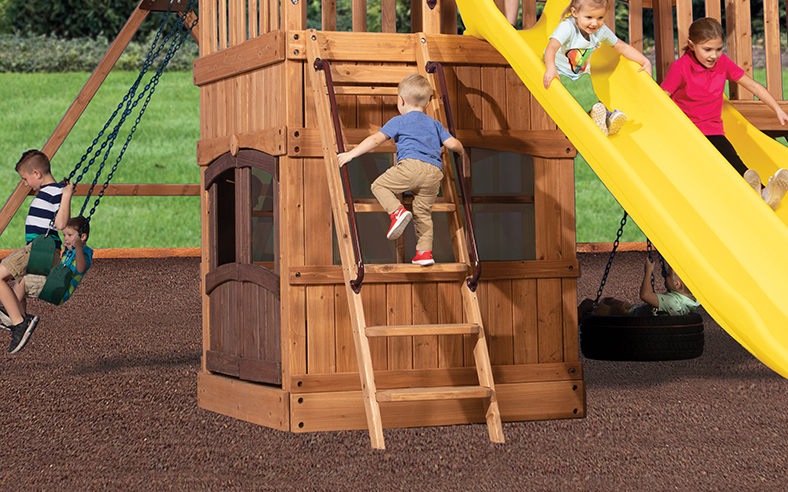 Flat Step Ladder with Hand Rails for Summit Outlook Swing Sets