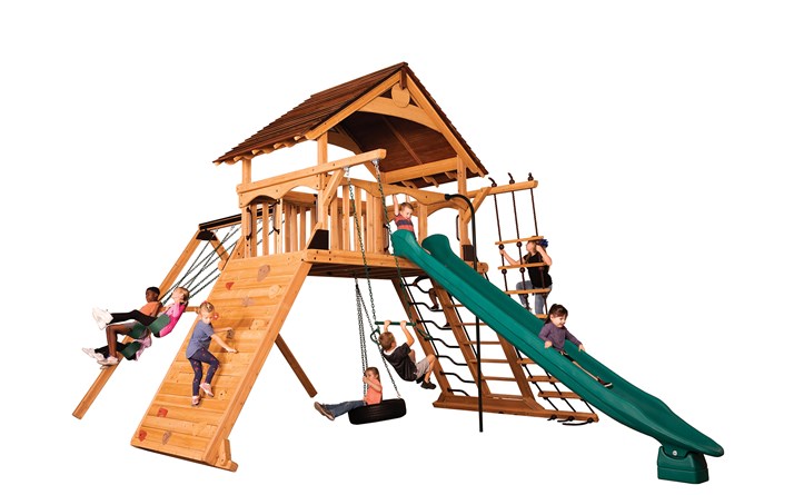 Titan Peak Jumbo 1 w/ Wood Roof Backyard Swing Set