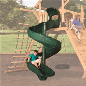 Green Open Spiral Slide for 7' High Deck for Playsets