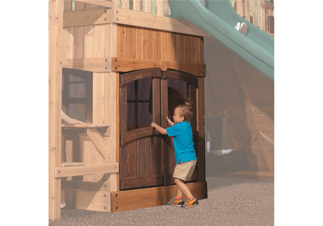 Outlook Playhouse Cabin Door Wall for Backyard Swing Sets