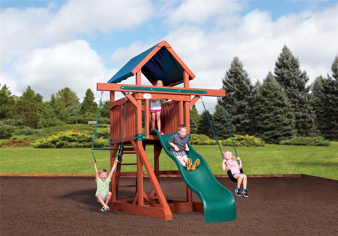 Adventure Treehouse Junior Space Saver with Tarp Roof Backyard Playset