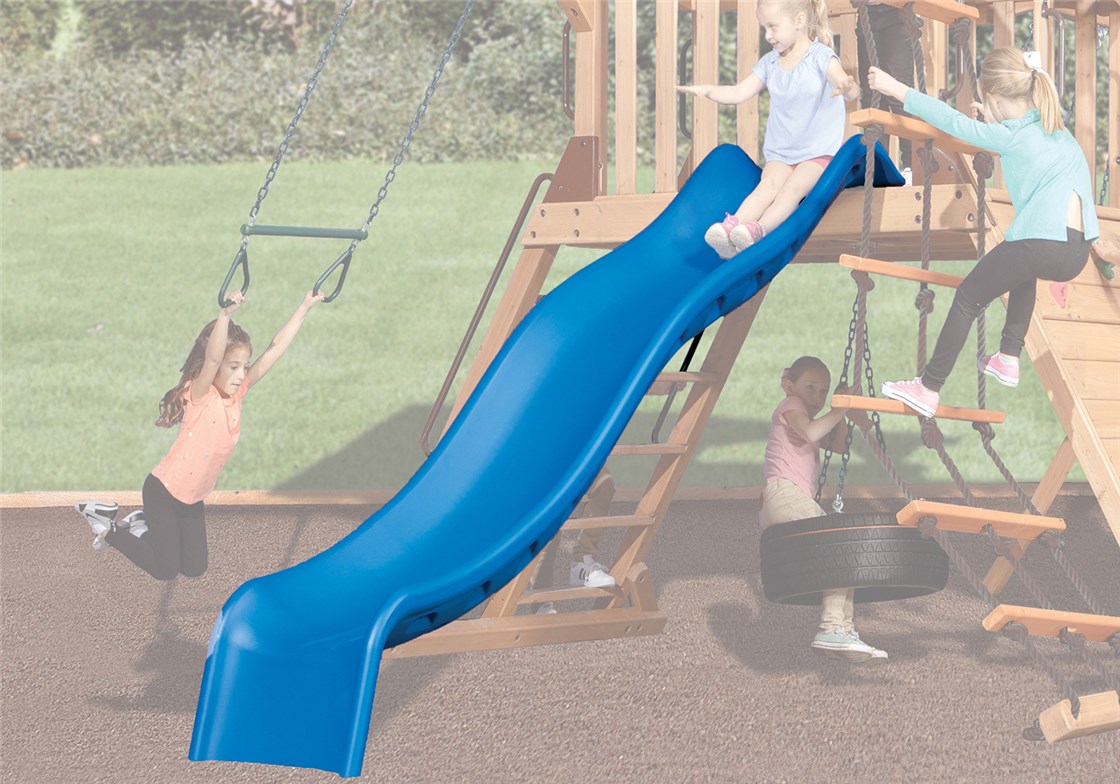 Blue Double Wall Wave Slide for Swing Sets