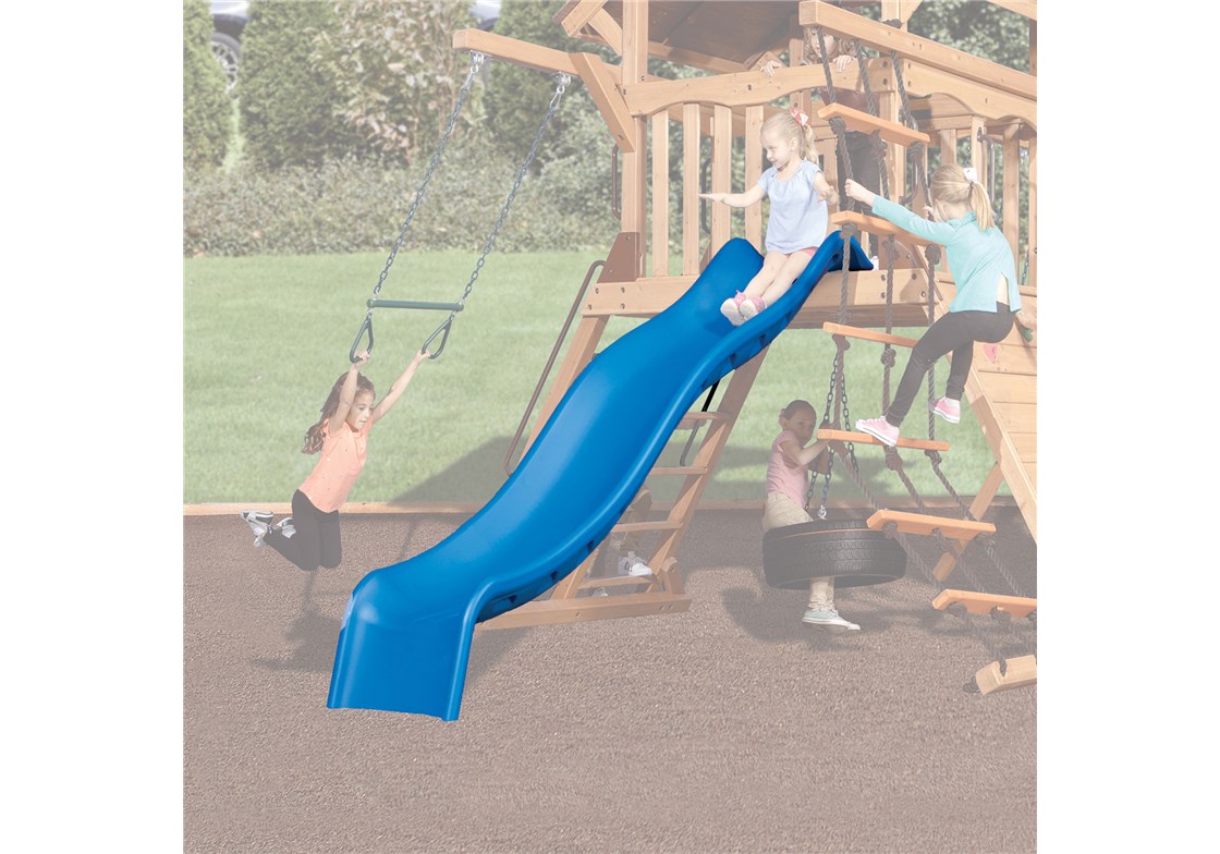 10' Blue Double Wall Wave Slide for 5' High Deck for Backyard Swing Sets