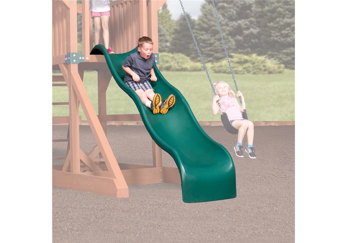 10' Green Double Wall Wave Slide for 5' High Deck for Backyard Playsets