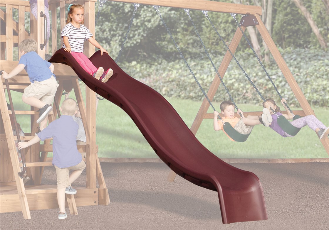 Maroon Double Wall Wave Slide for Backyard Swing Sets