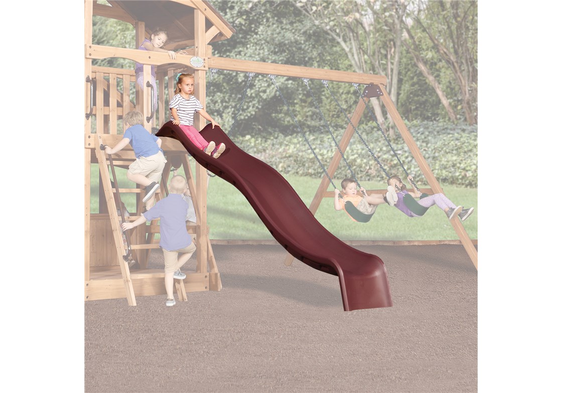 10' Maroon Double Wall Wave Slide for 5' High Deck for Wooden Swing Sets