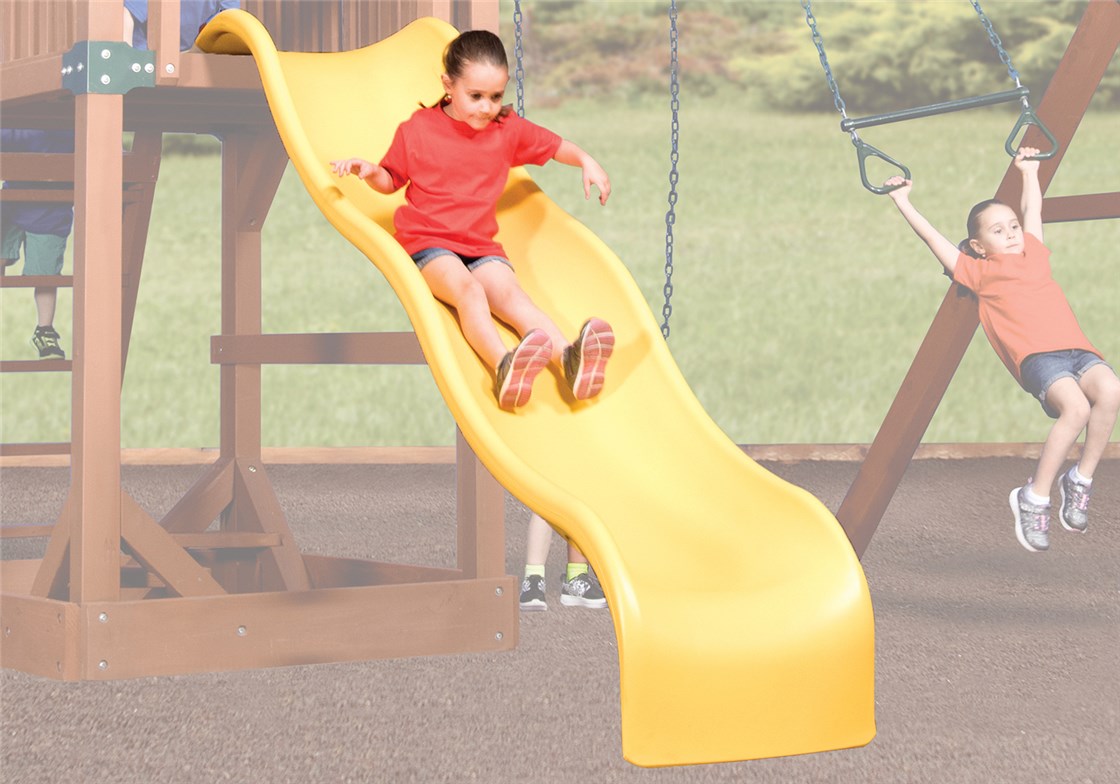 Yellow Double Wall Wave Slide for Backyard Playsets