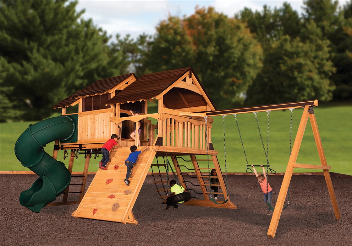 Olympian Peak Jumbo 3 Backyard Swing Set