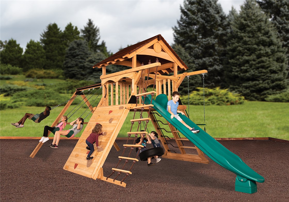 Olympian Peak XL 1 w/ Wood Roof Cedar Swing Set