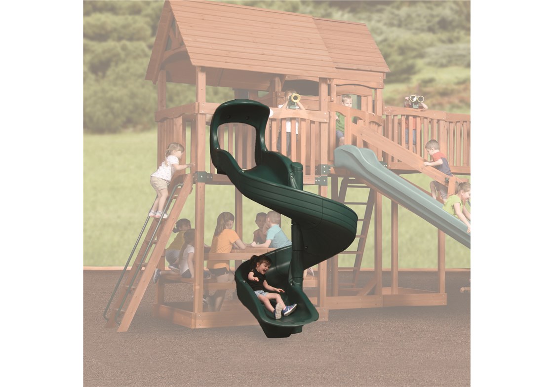 Green Open Spiral Slide for 6' High Deck for Cedar Swing Sets