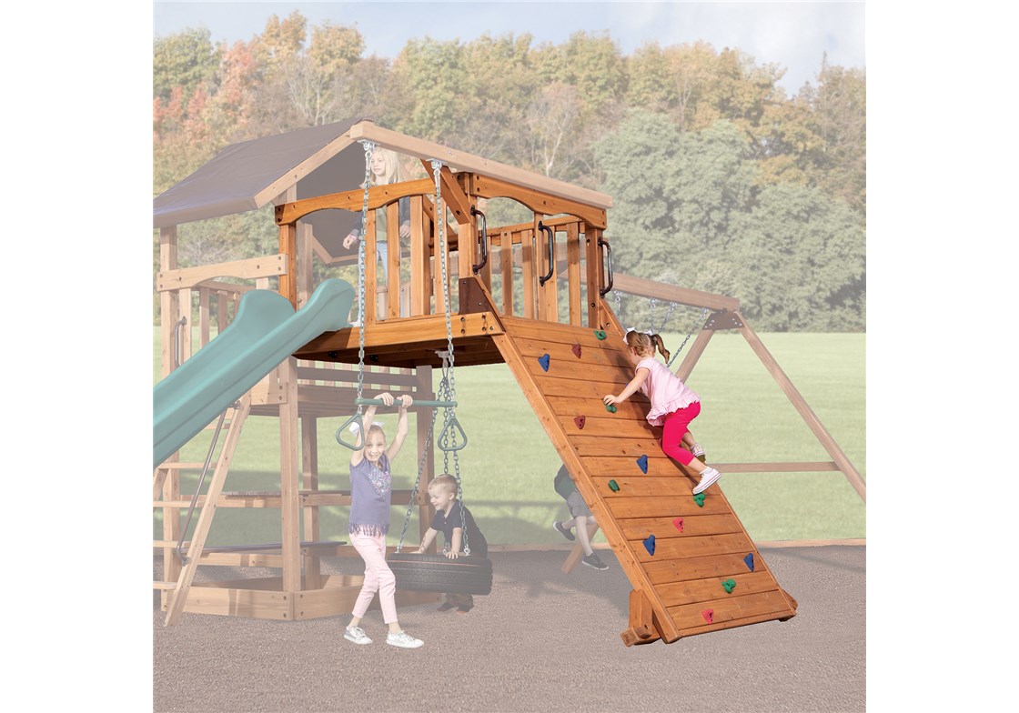 Olympian Summit Tower XL with Rock Wall for Backyard Swing Sets