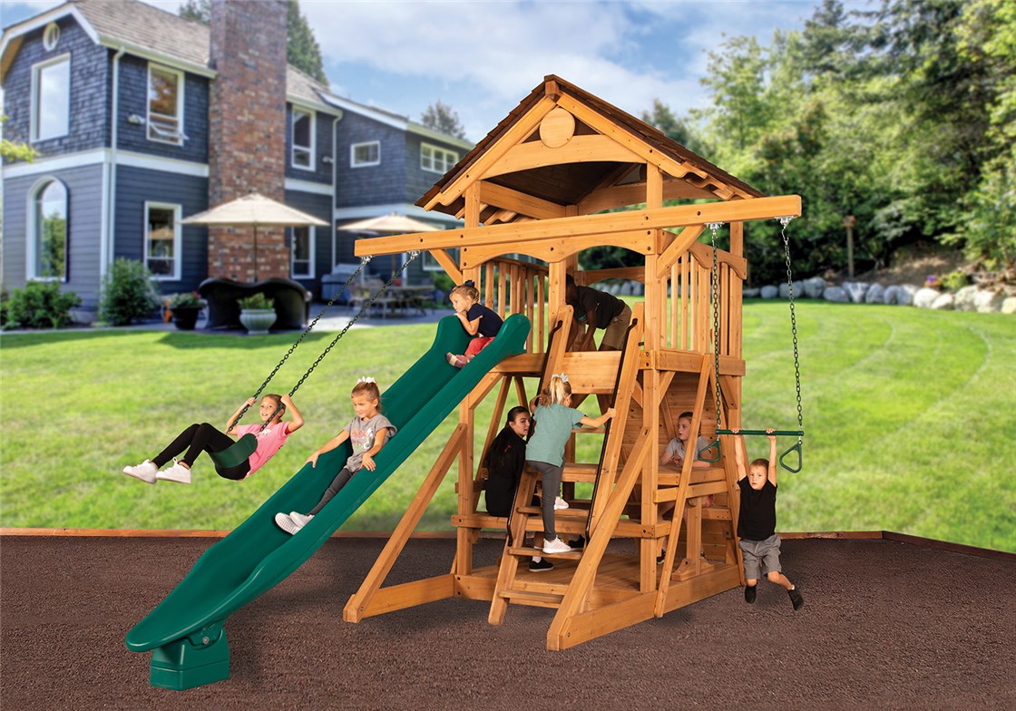 Olympian Treehouse XL Space Saver 2 Backyard Swing Set