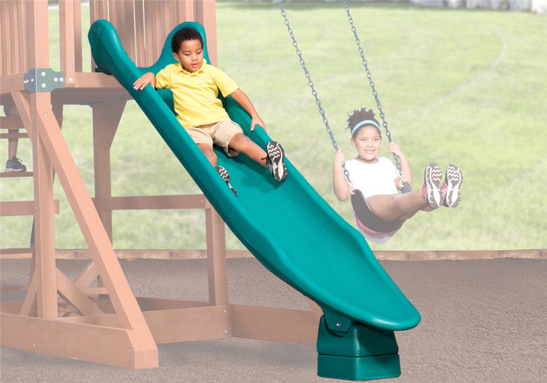10' Green Rocket Scoop Slide for Backyard Swing Sets