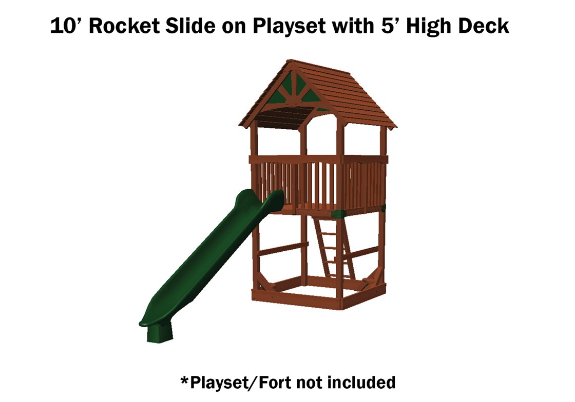 10' Green Rocket Scoop Slide for Swing Sets