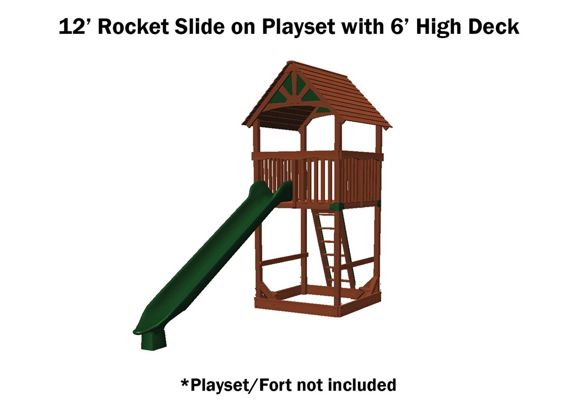 12' Green Rocket Scoop Slide for Outdoor Swing Sets