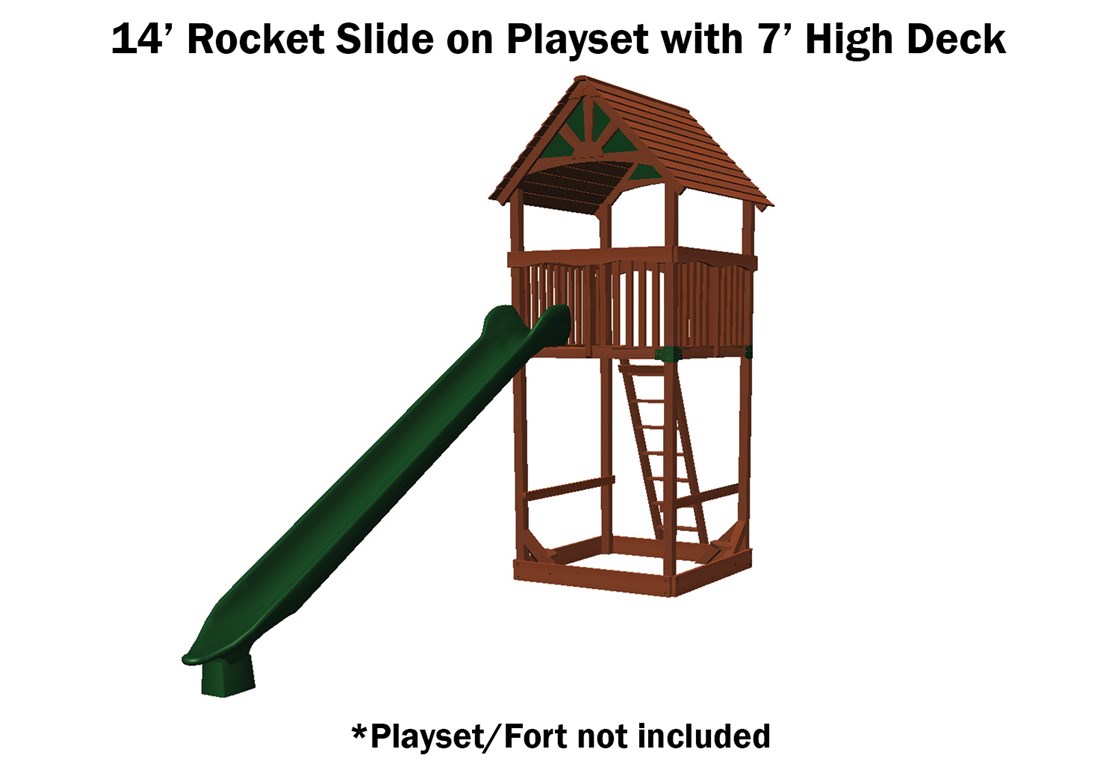 14' Green Rocket Scoop Slide for Backyard Swing Sets