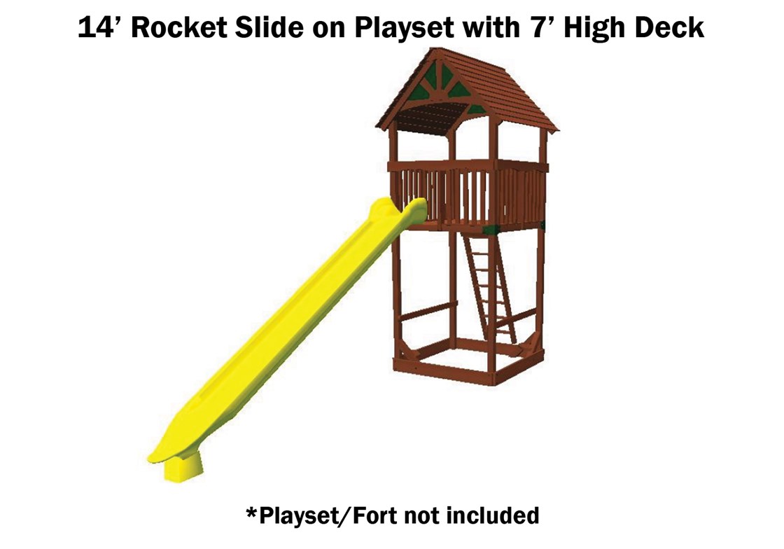 14' Yellow Rocket Scoop Slide for Wooden Playsets