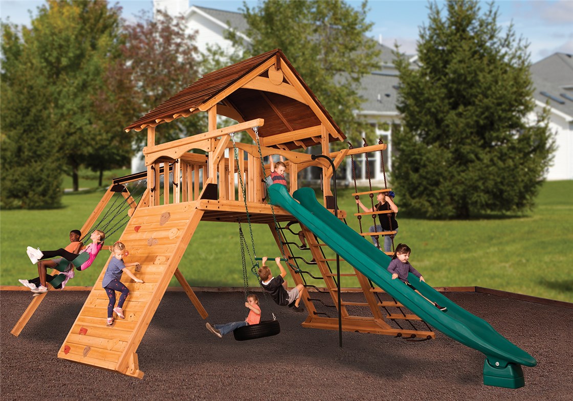 Titan Peak Jumbo 1 w/ Wood Roof Backyard Swing Set