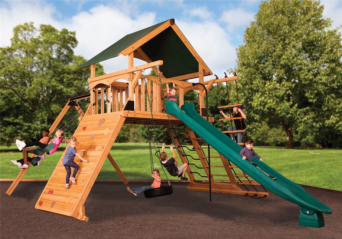 Titan Peak Jumbo 1 w/ Tarp Roof Green Cedar Swing Set