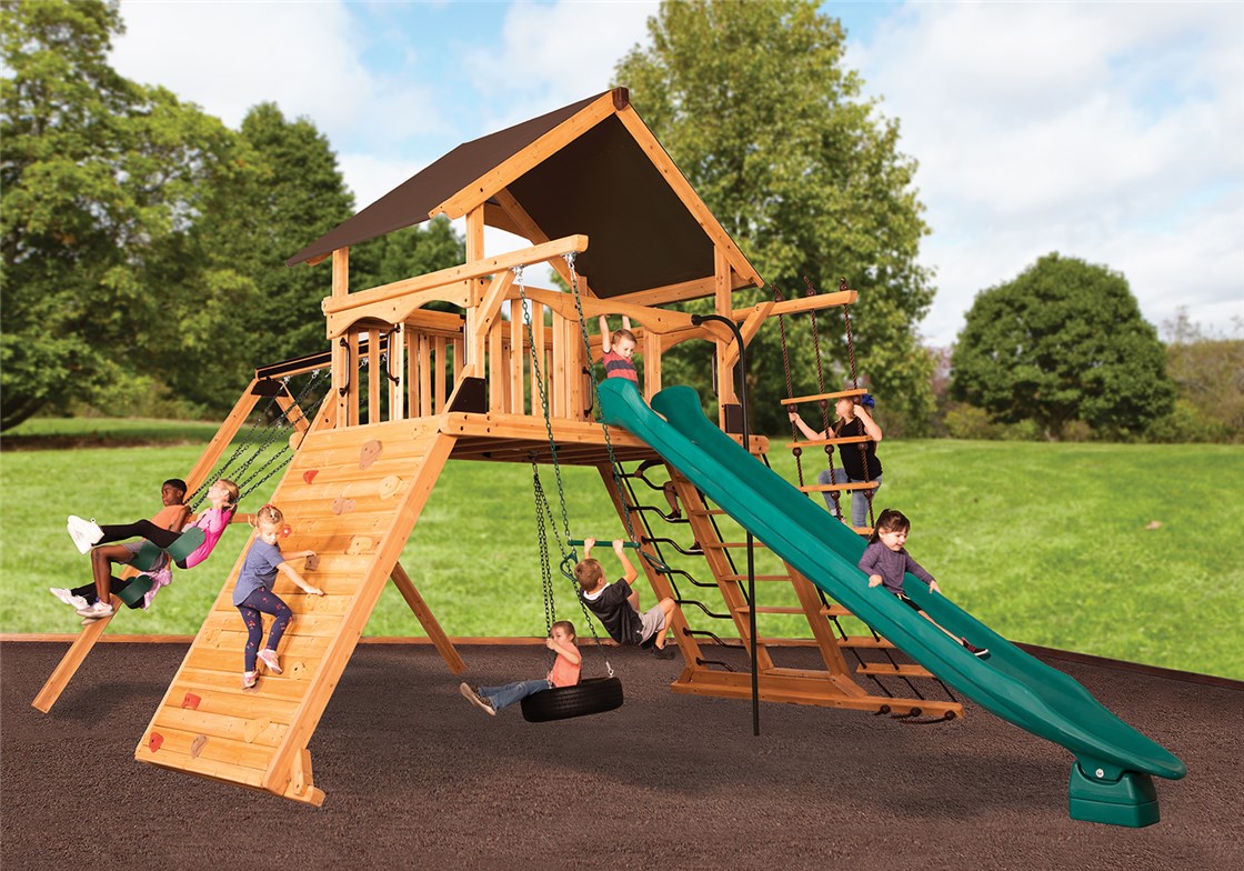 Titan Peak Jumbo 1 w/ Tarp Roof Mahogany Swing Set