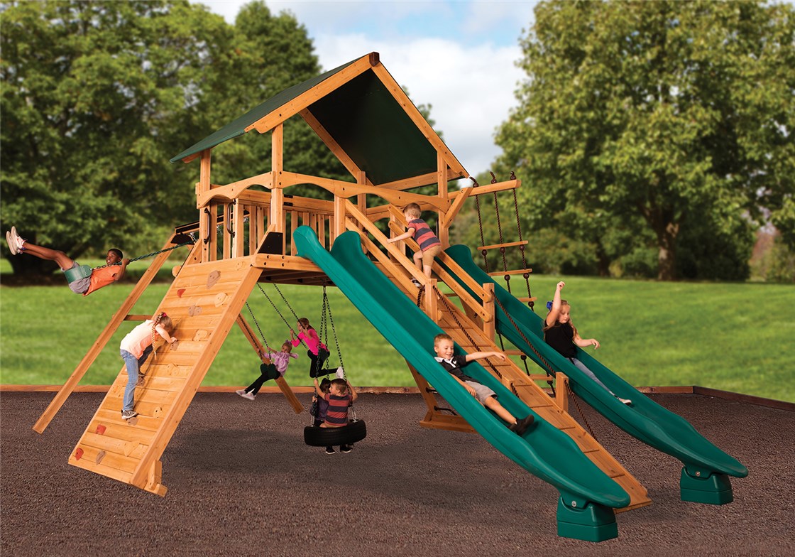 Titan Peak Jumbo 2 Wooden Swing Set