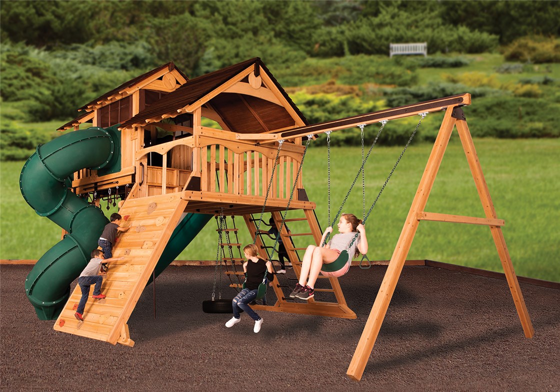 Titan Peak Jumbo 3 Cedar Swing Set