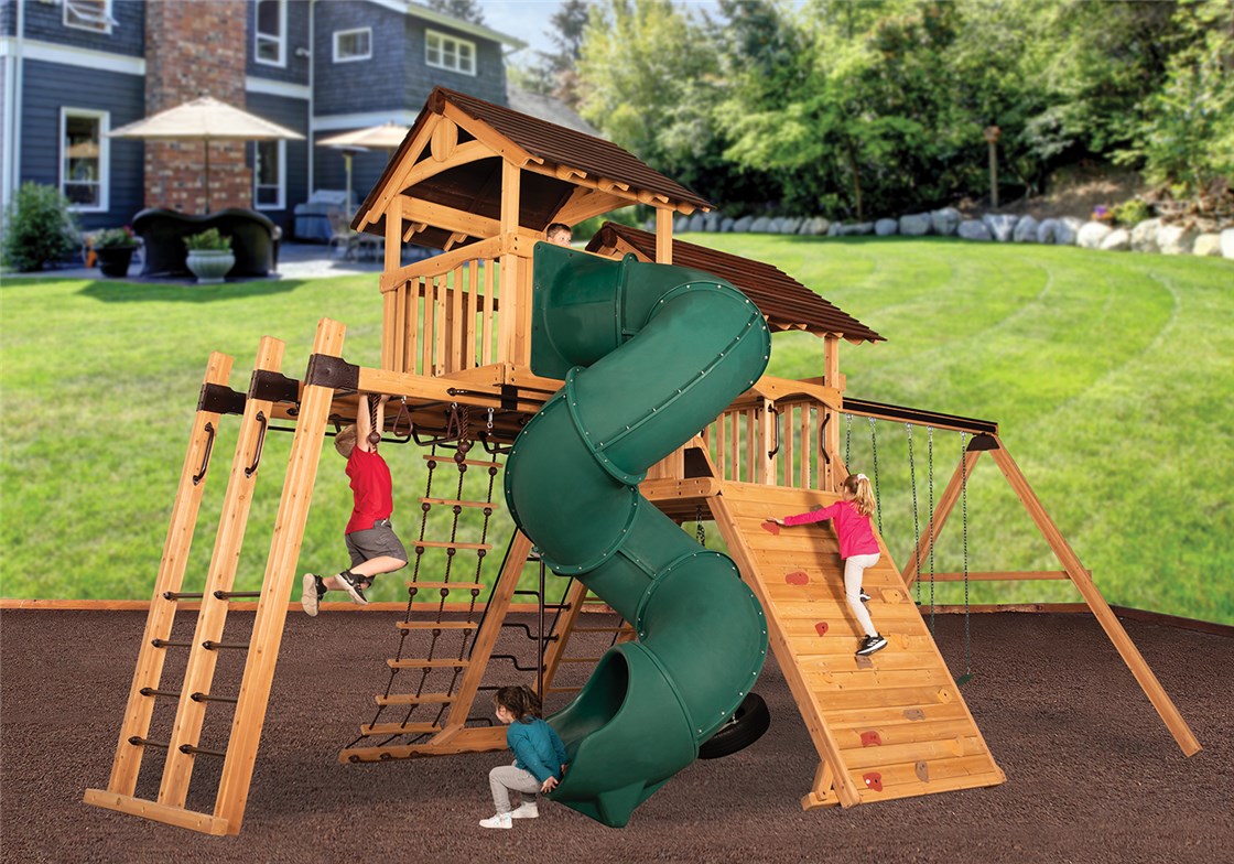 Titan Peak XL 5 Wooden Swing Set