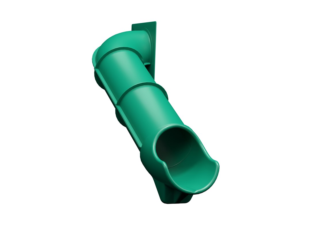 90 Degree Turn Green Tube Slide for 5' High Deck for Outdoor Playsets