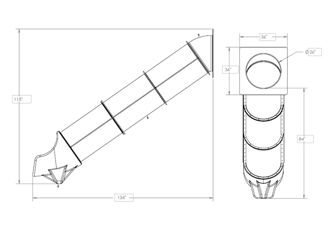 Straight Tube Slide for 7' High Deck for Backyard Playsets