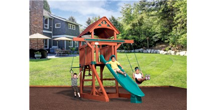 Adventure Treehouse Junior Space Saver with Wood Roof Wooden Swing Set