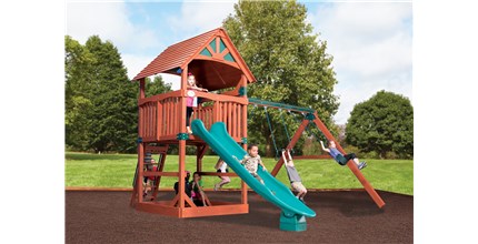 childrens wooden playset with slide