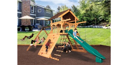 Olympian Peak XL 1 w/ Tarp Roof Mahogany Outdoor Swing Set