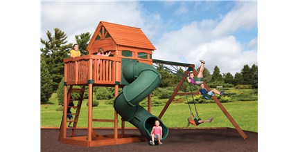 Wooden Swing Set With Slide